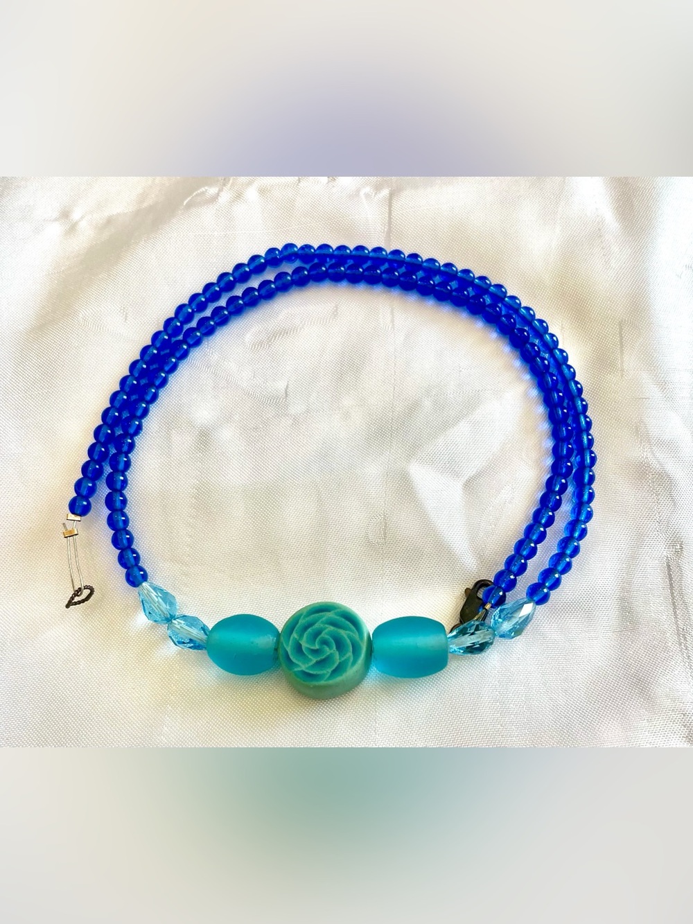 Handmade Blue and Teal Beaded Women’s Necklace